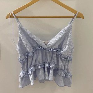 Grace Boutique Blue Ruffle Crop Top
